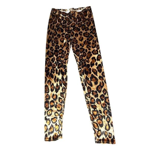 Leopard Print Velvet Pants – Retro Glam Stretchy Skinny Trousers - Picture 3 of 8